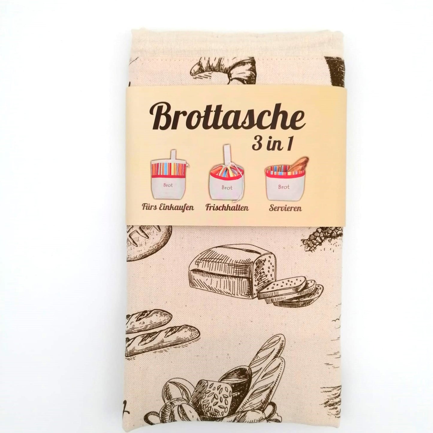 Brottasche 3 in 1 braun gemustert